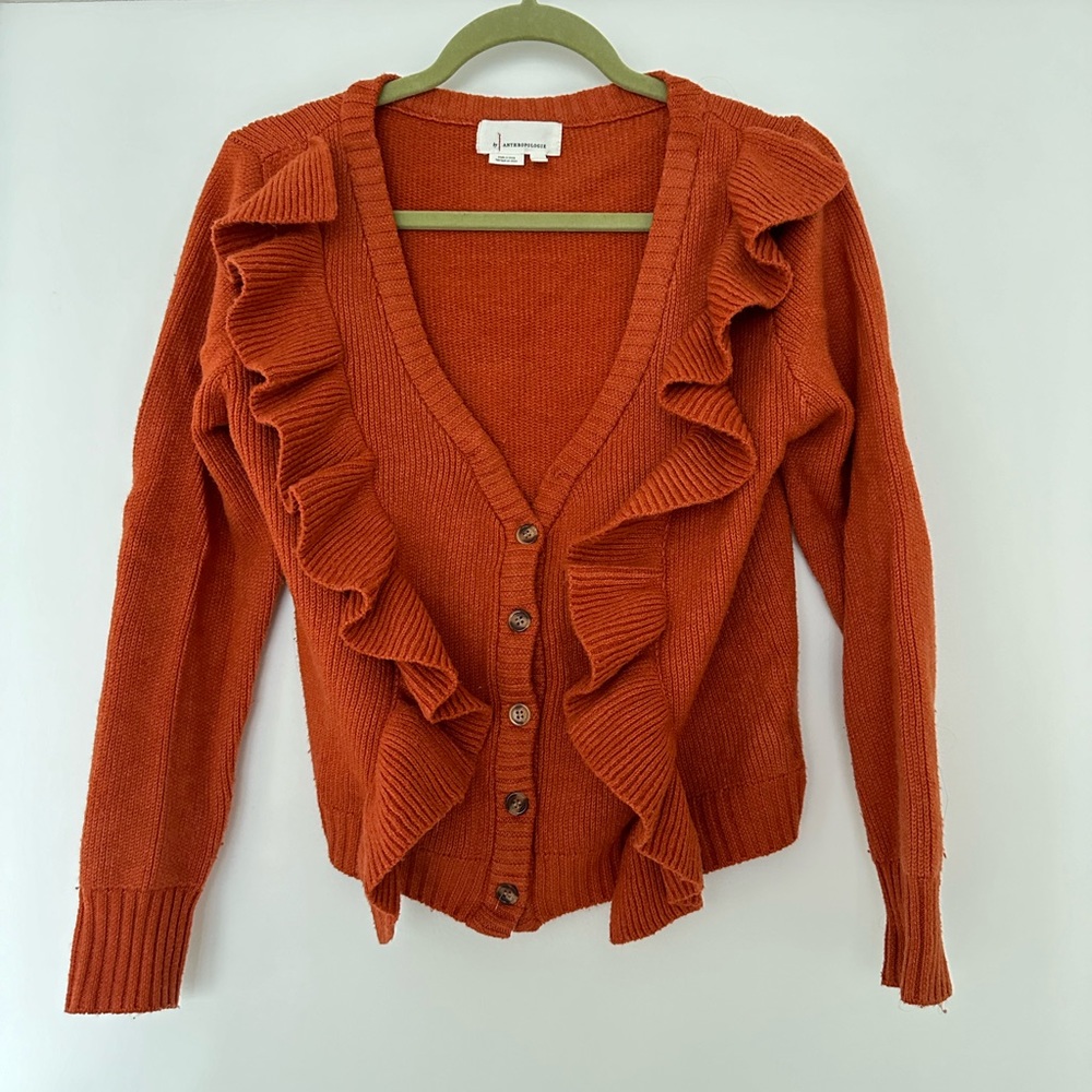 Anthropologie Cardigan with Ruffle Detail